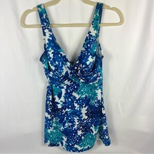 Suddenly Slim by Catalina Blue & Teal Floral Swim Dress